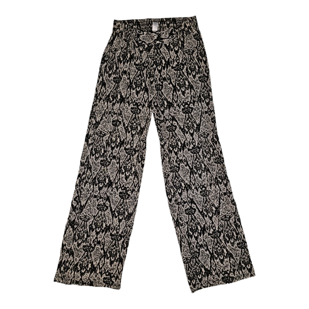 IMAN Black Gold White Snake Print Wide Leg Women's Medium Average Palazzo Pants